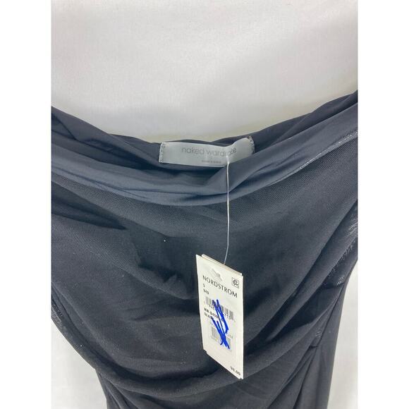 NWT Naked Wardrobe Strapless Shirred Sheer Mesh Body-Con Dress Small - Picture 5 of 7